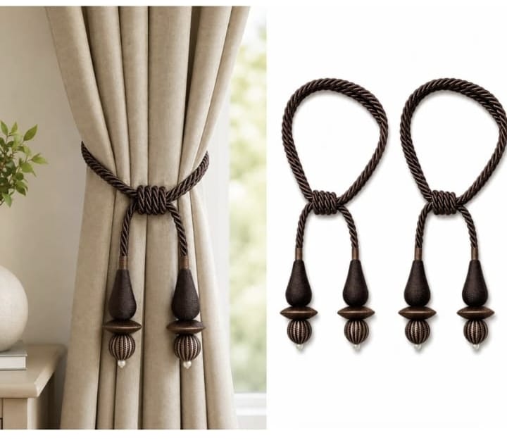 Handcrafted curtain tieback detail