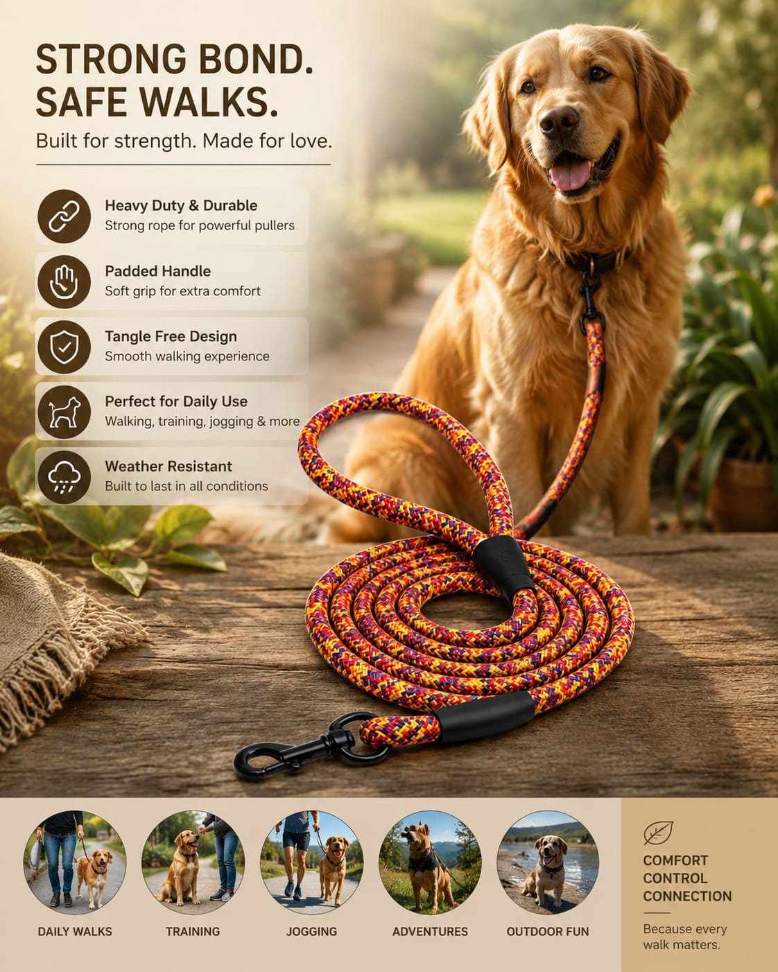Handcrafted braided rope pet accessory