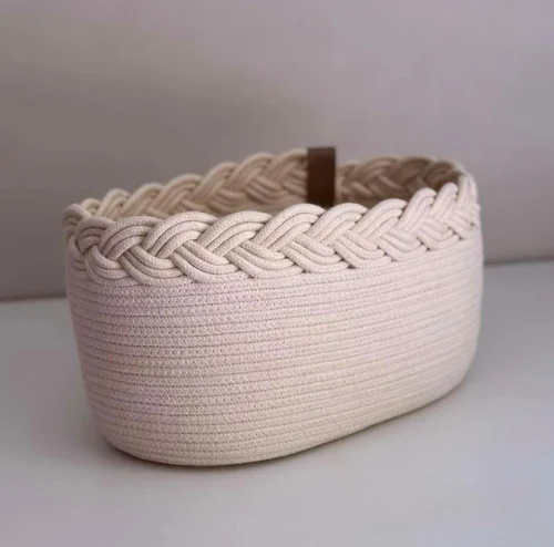 Handcrafted Braided Rope Basket by Cord Craft House